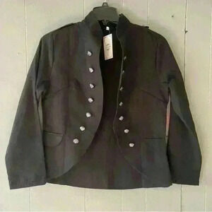 La Mode Black Button-Accent Military Jacket - Women Small